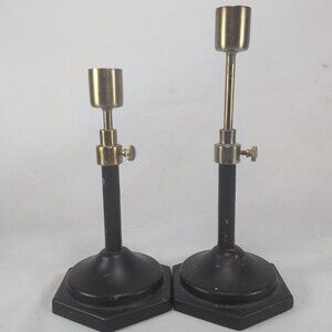 Hearth & Hand Magnolia Candle Holders 2 Black & Brass Taper Sticks Adjustable
